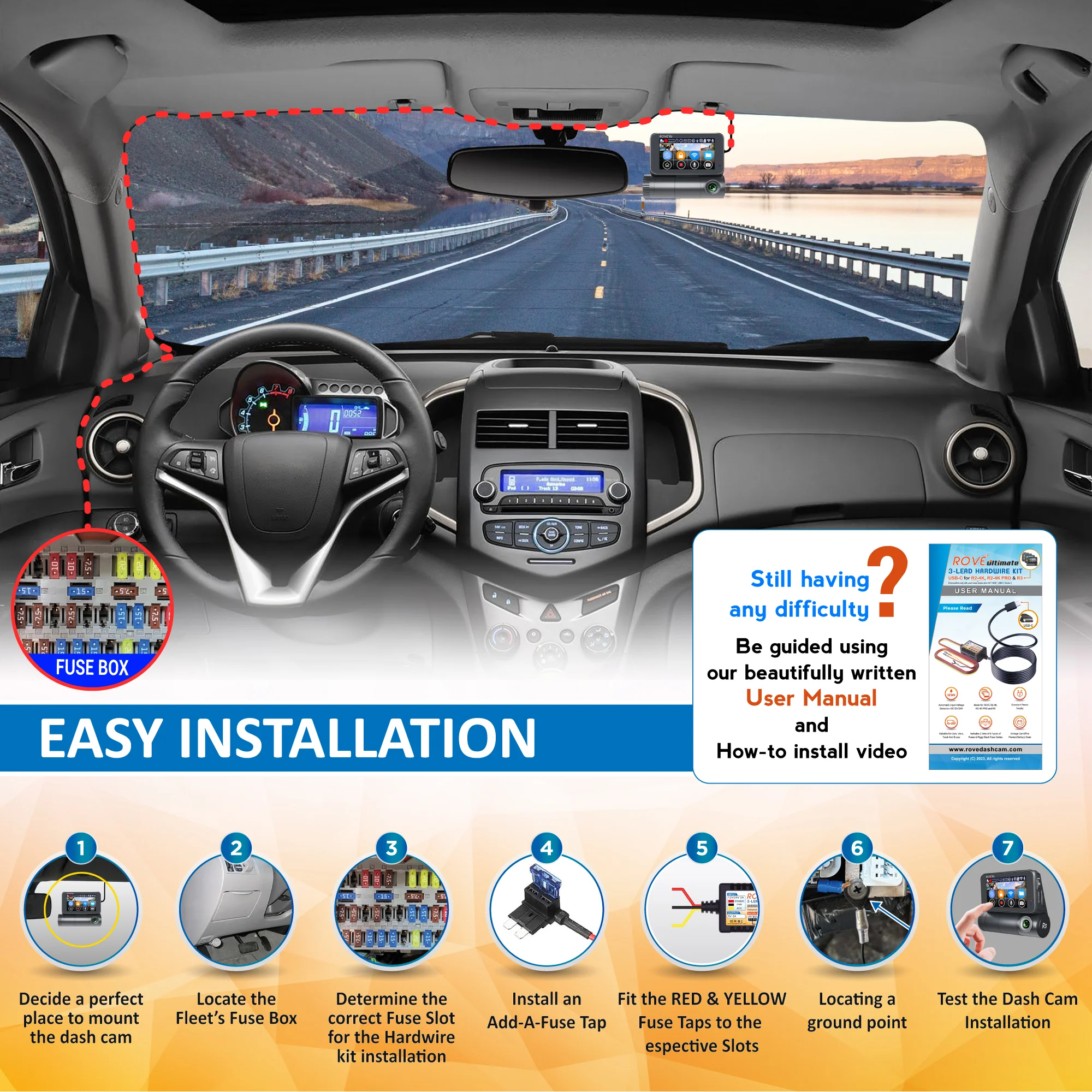3 x ROVE Ultimate 3-Lead USB Type-C Hardwire Kit | for ROVE R2, R2 PRO, R2 DUAL and R3 Dash Cam | Check Compatibility Image Before Purchasing - Image 8