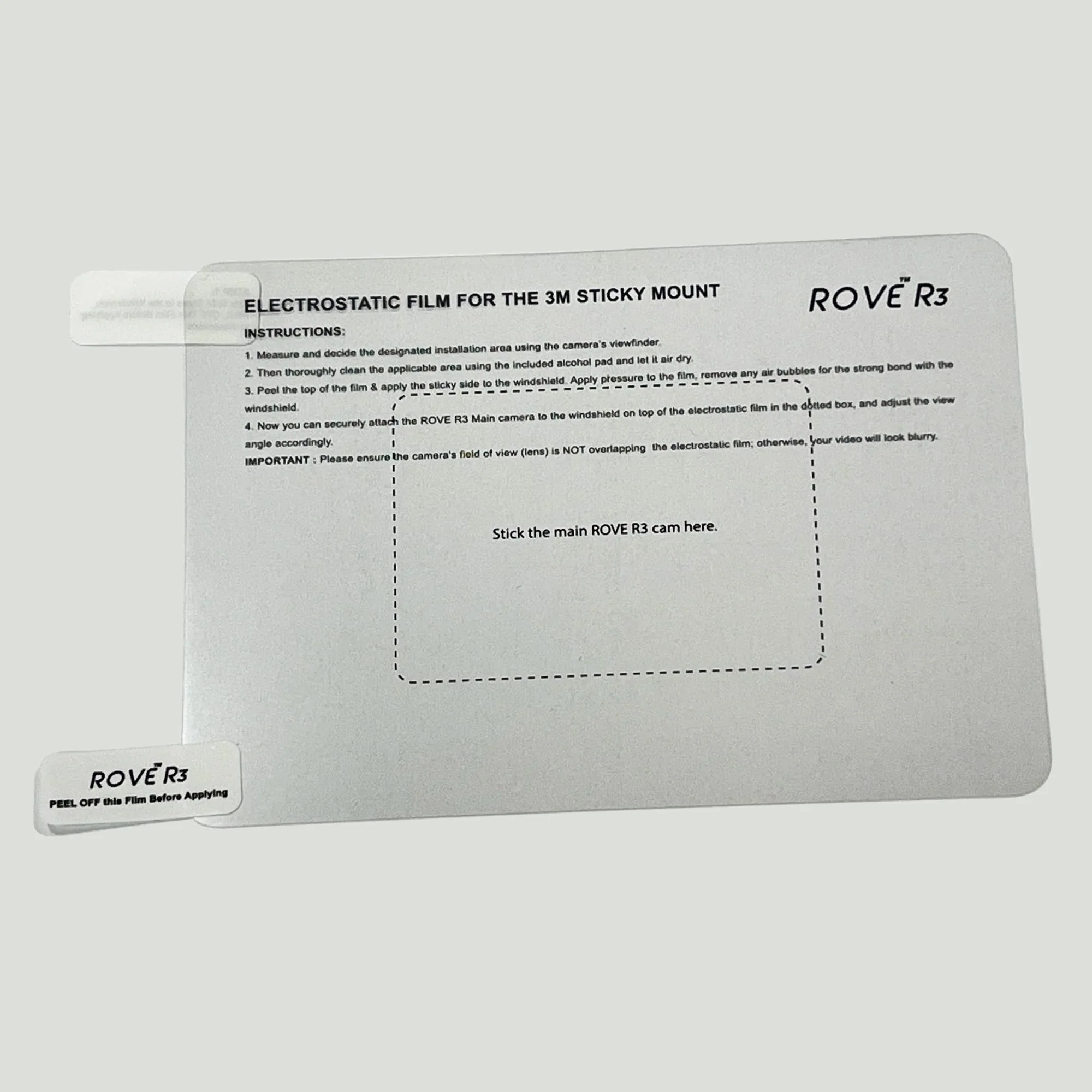 3M Stickers & Electrostatic Films for Rove R3 - 2 PCS Each ( 2PCs Front Cam electrostatic film + 2 PCs for rear cam electrostatic film and 3M stickers ) - Image 4