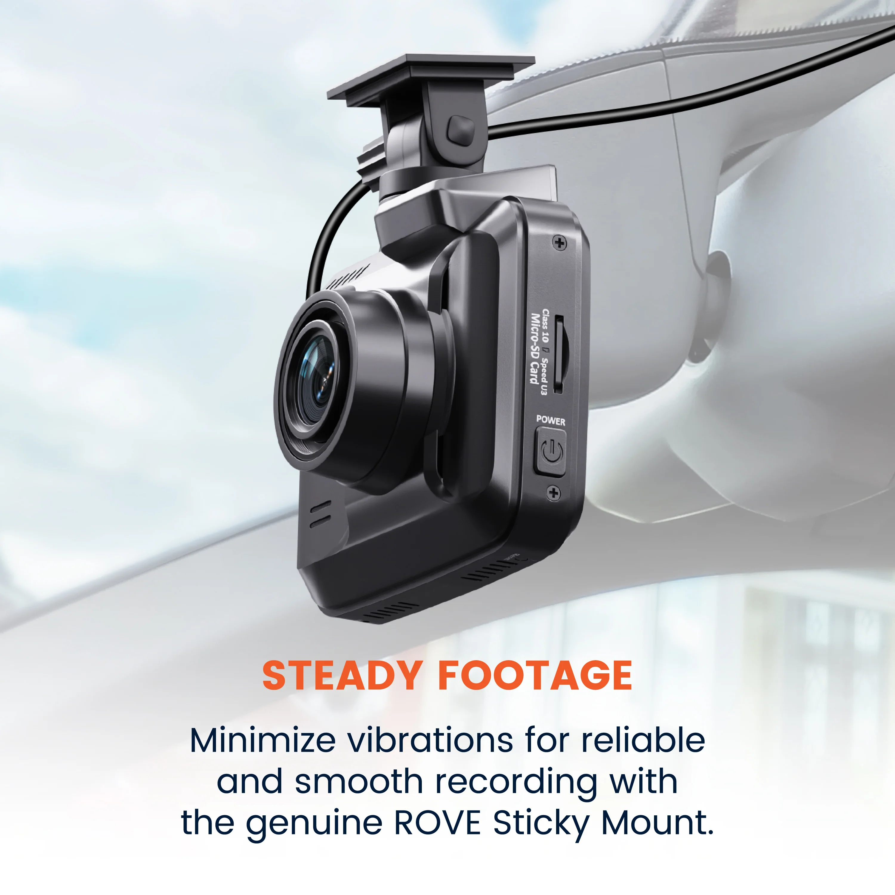 3M Sticky Mount For ROVE R2-4K, R2-4K PRO & R2-4K DUAL Dash Cams - Free 1x Easy Peel Electrostatic Film - Image 4