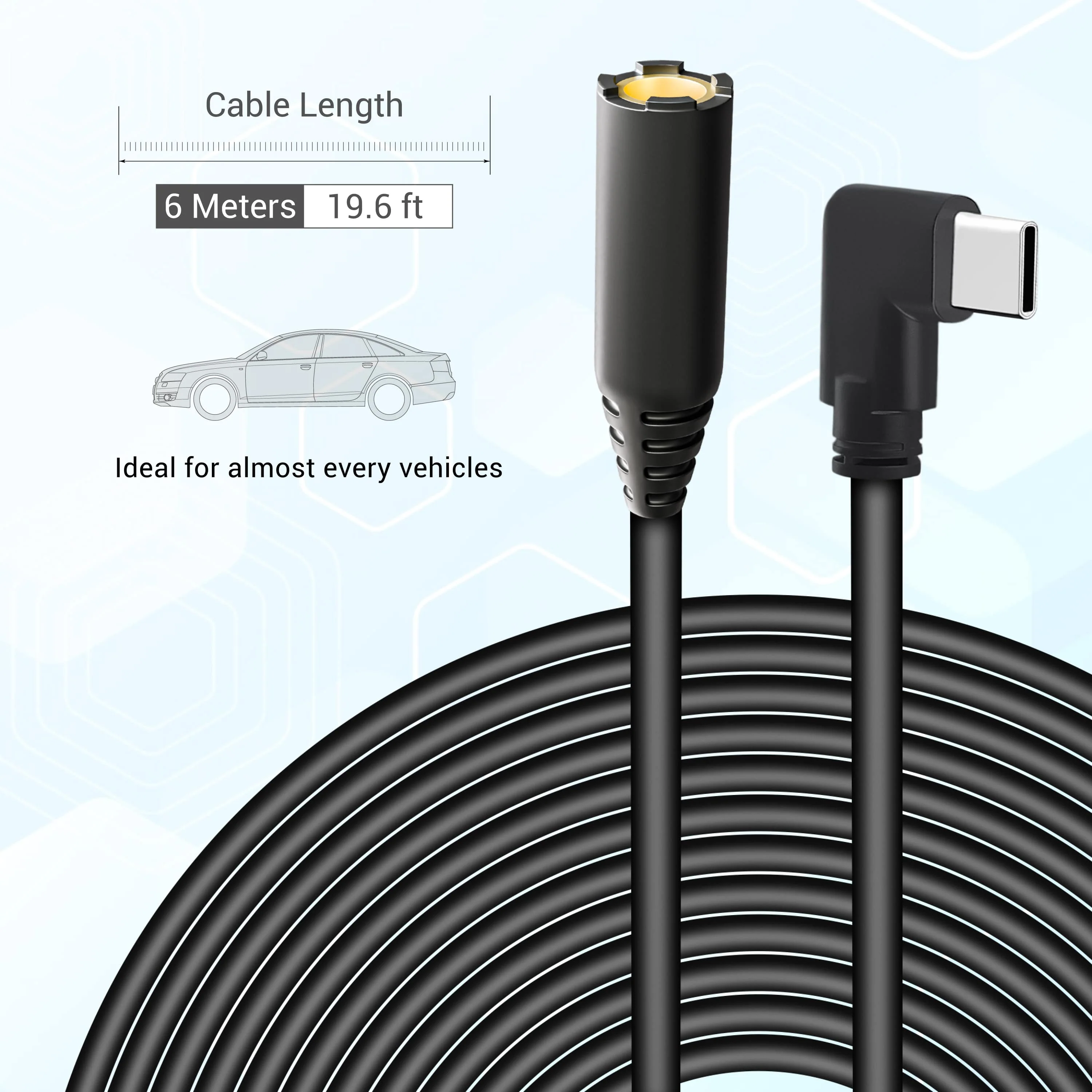 Spare 6M / 19.6FT USB Type C to 2.5mm Female Port Rear Camera Cable for ROVE R3 Dash Cam | Compatible Only with Purchases Made Before November 2023 | Check Compatibility Image Before Purchasing - Image 5