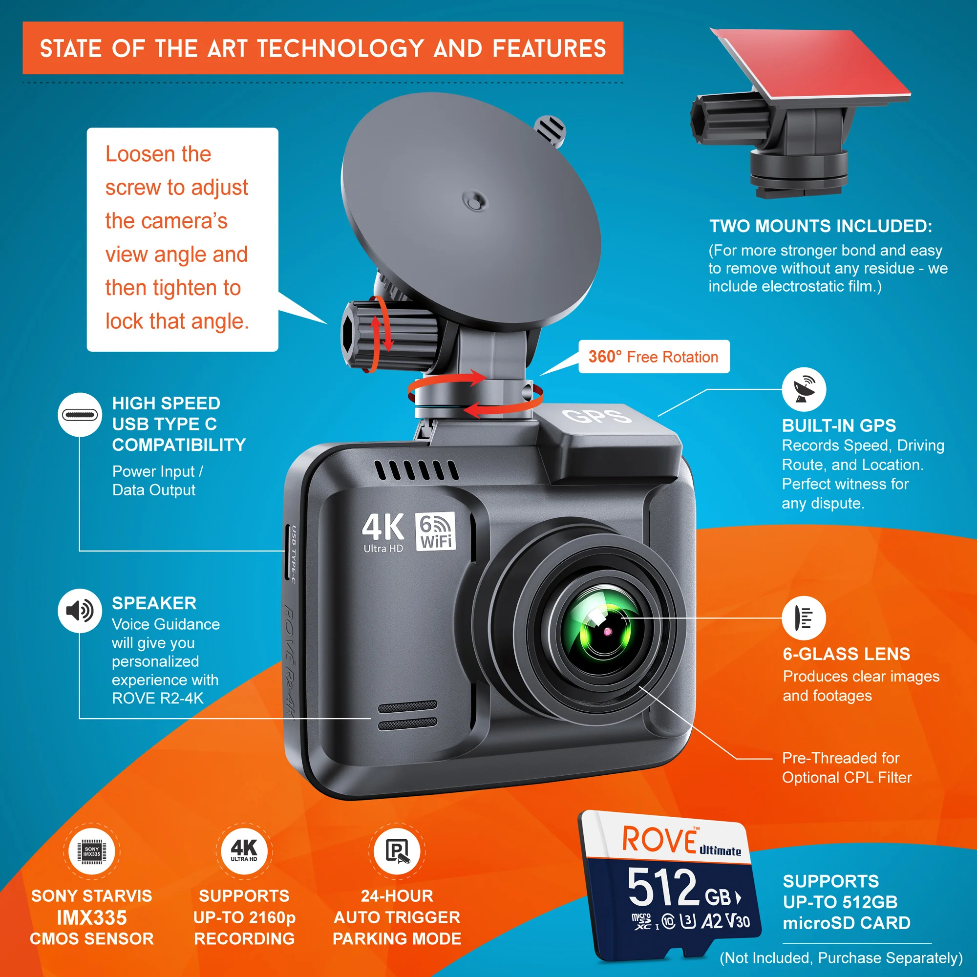 ROVE R2-4K Dash Cam 4K Ultra HD 2160P Dash Board Camera Built In Wi-Fi 6 & GPS - Special Offer - Image 4