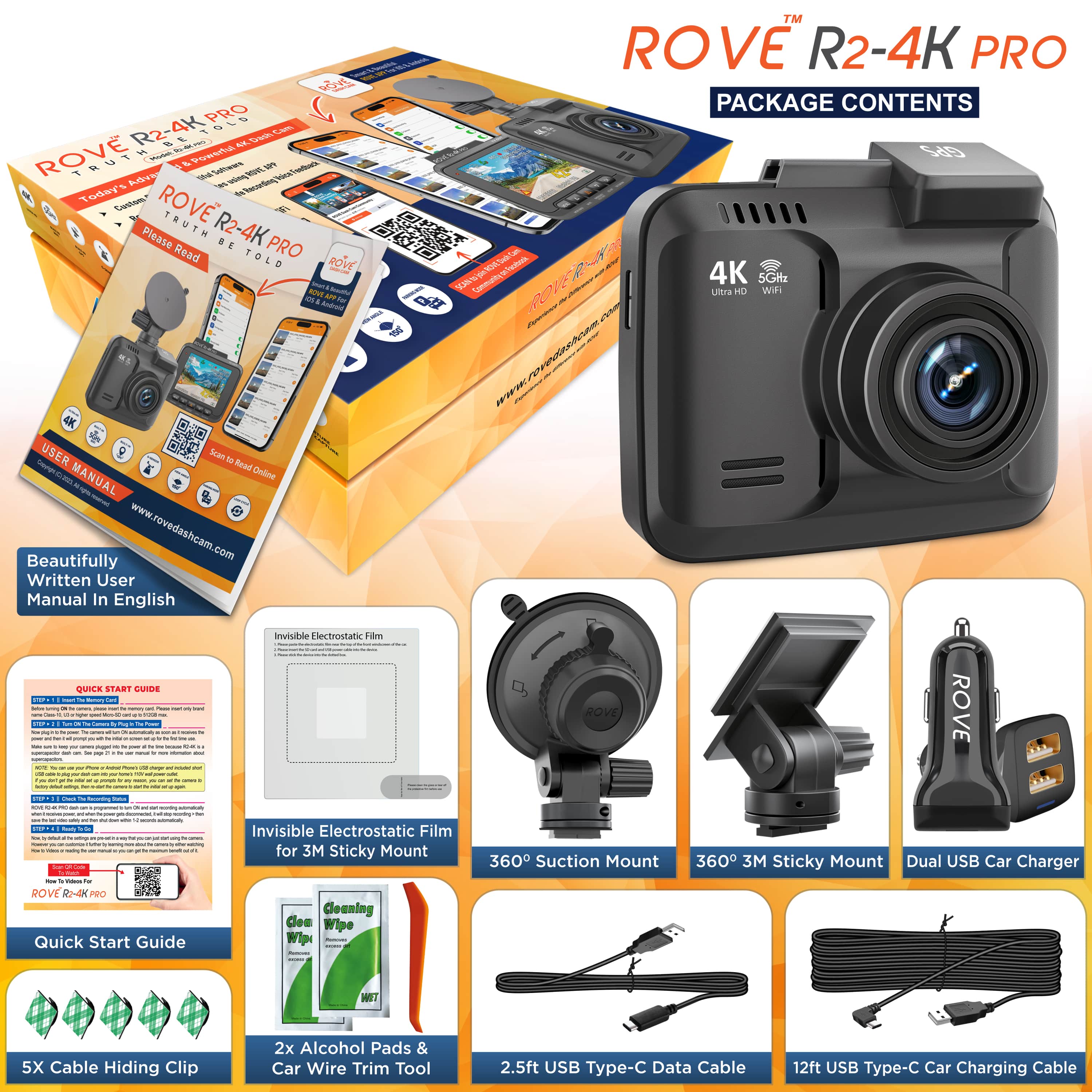 ROVE R2-4K PRO Dash Cam  | FREE 128 PRO GB SD Card - Image 9