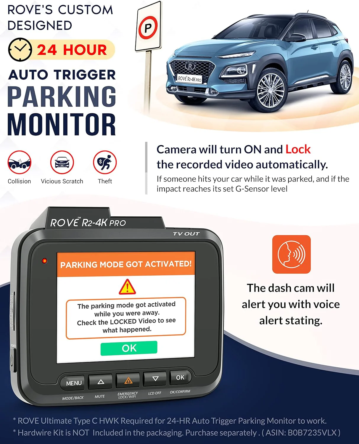 ROVE R2-4K PRO Dash Cam, Built-in GPS, 5G WiFi Dash Camera for Cars, 2160P UHD 30fps Dashcam with APP, 2.4" IPS Screen, Night Vision, WDR, 150° Wide Angle, 24-Hr Parking Mode, Supports 512GB Max - Image 5