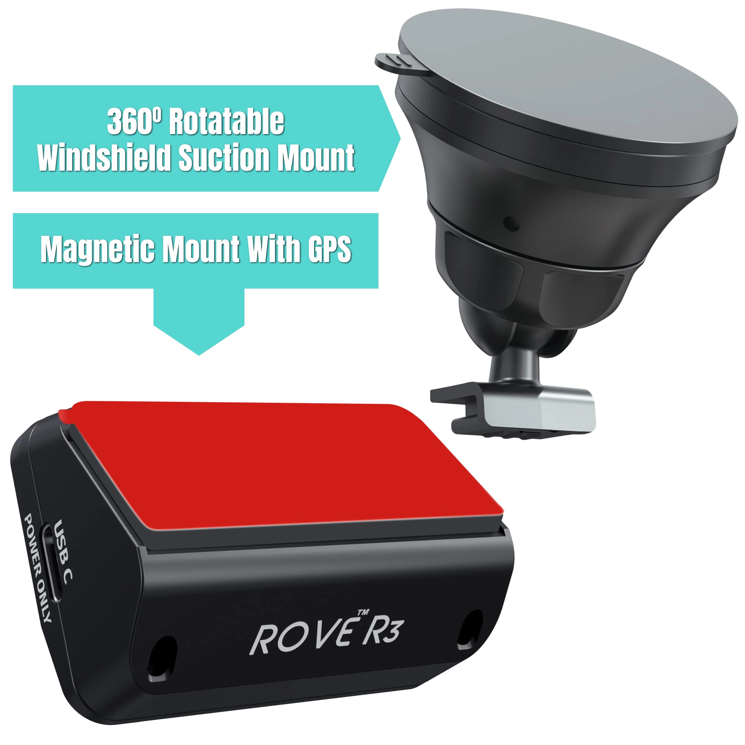 R3 Mount Bundle - R3 Suction Mount + Magnetic Mount with Built-In GPS + 2x Free Easy Peel Electrostatic Film + 2x 3M Sticky Tapes | Check Compatibility Image Before Purchasing - Image 5