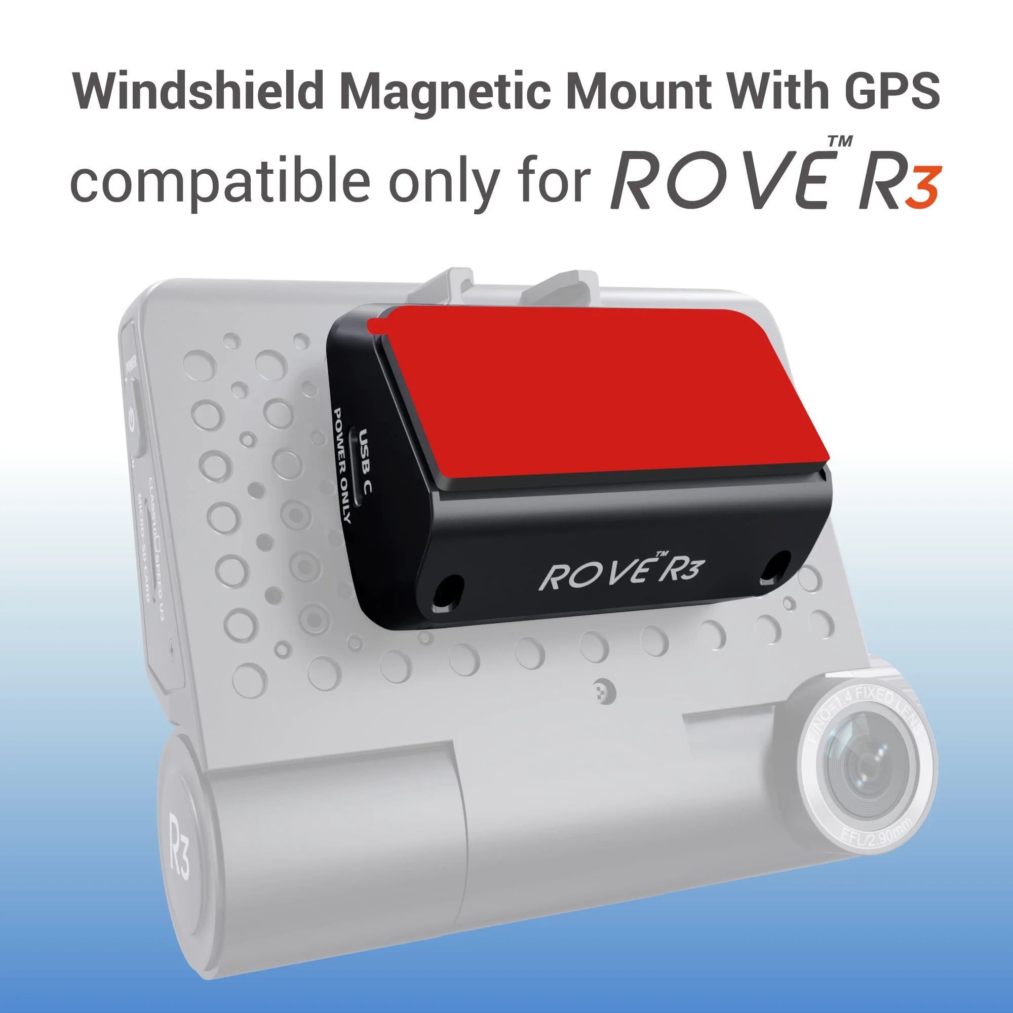 R3 Magnetic Mount with Built-in GPS - Magnetic Mount for Rove R3 + 2x Free Easy Peel Electrostatic Film - Image 3