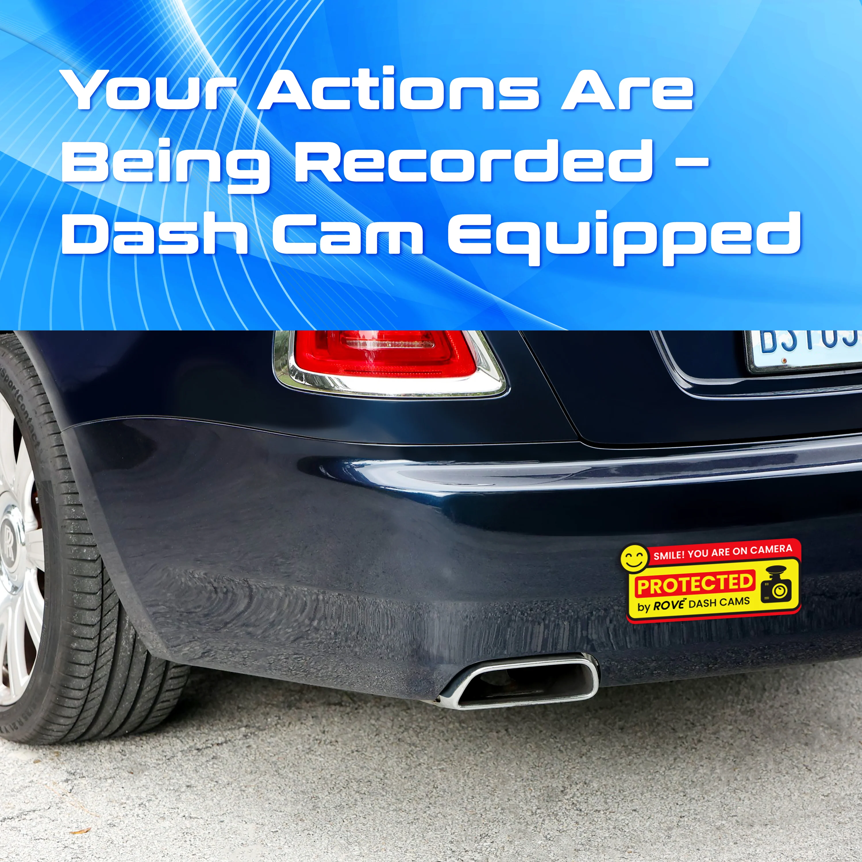 ROVE Dash Cam Window/Bumper Sticker – "Smile! You Are on Camera" | Double-Sided, Weatherproof & Residue-Free - Image 6