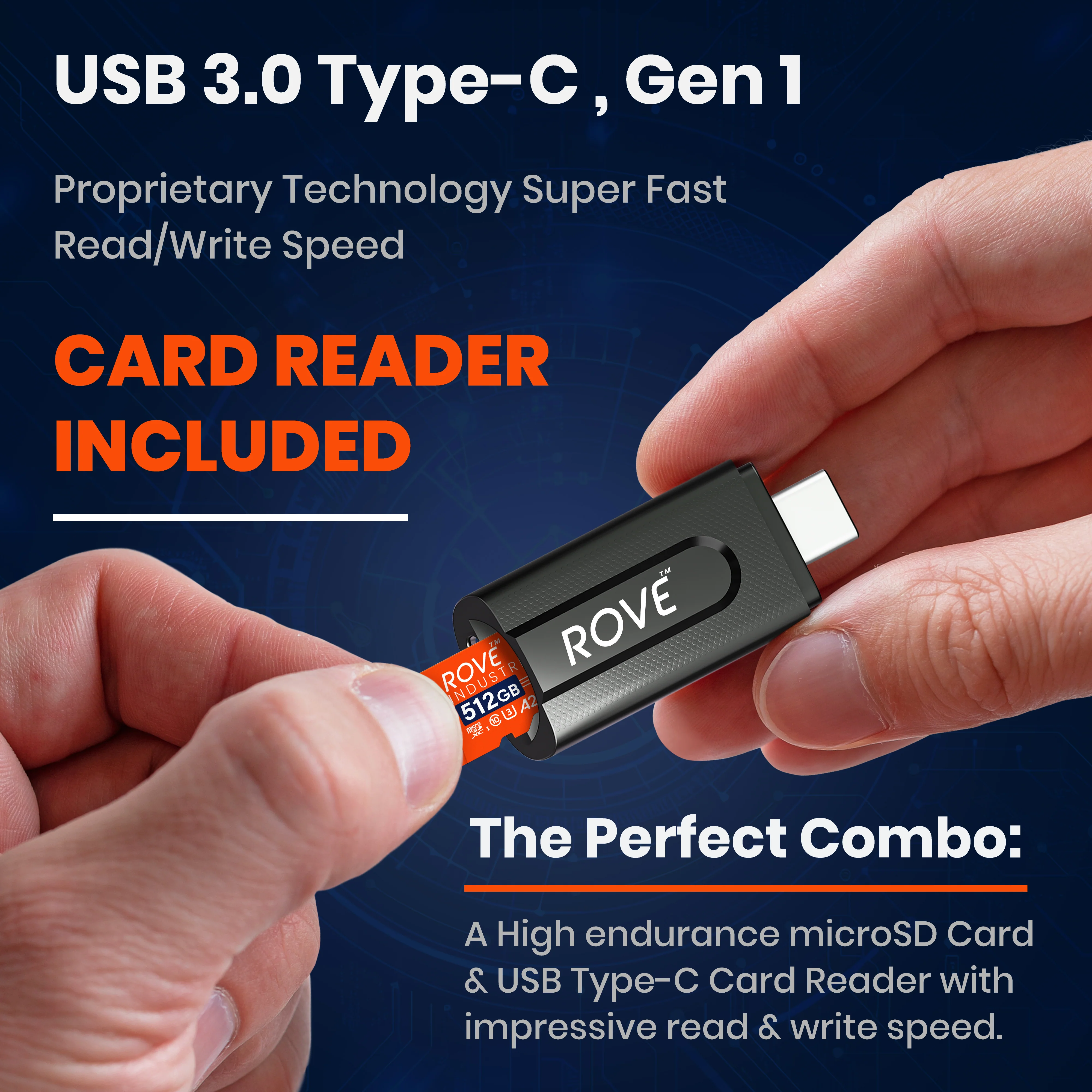ROVE Industrial 128GB/256GB/512GB/1TB Micro SD Card with USB 3.0 Type C Card Reader, High Endurance microSDXC Memory Card 100MB/s Read Speed, C10, U3, V30, 4K, A2 for Dash Cam, Android Smart Phones, Tablets, Games - Image 3