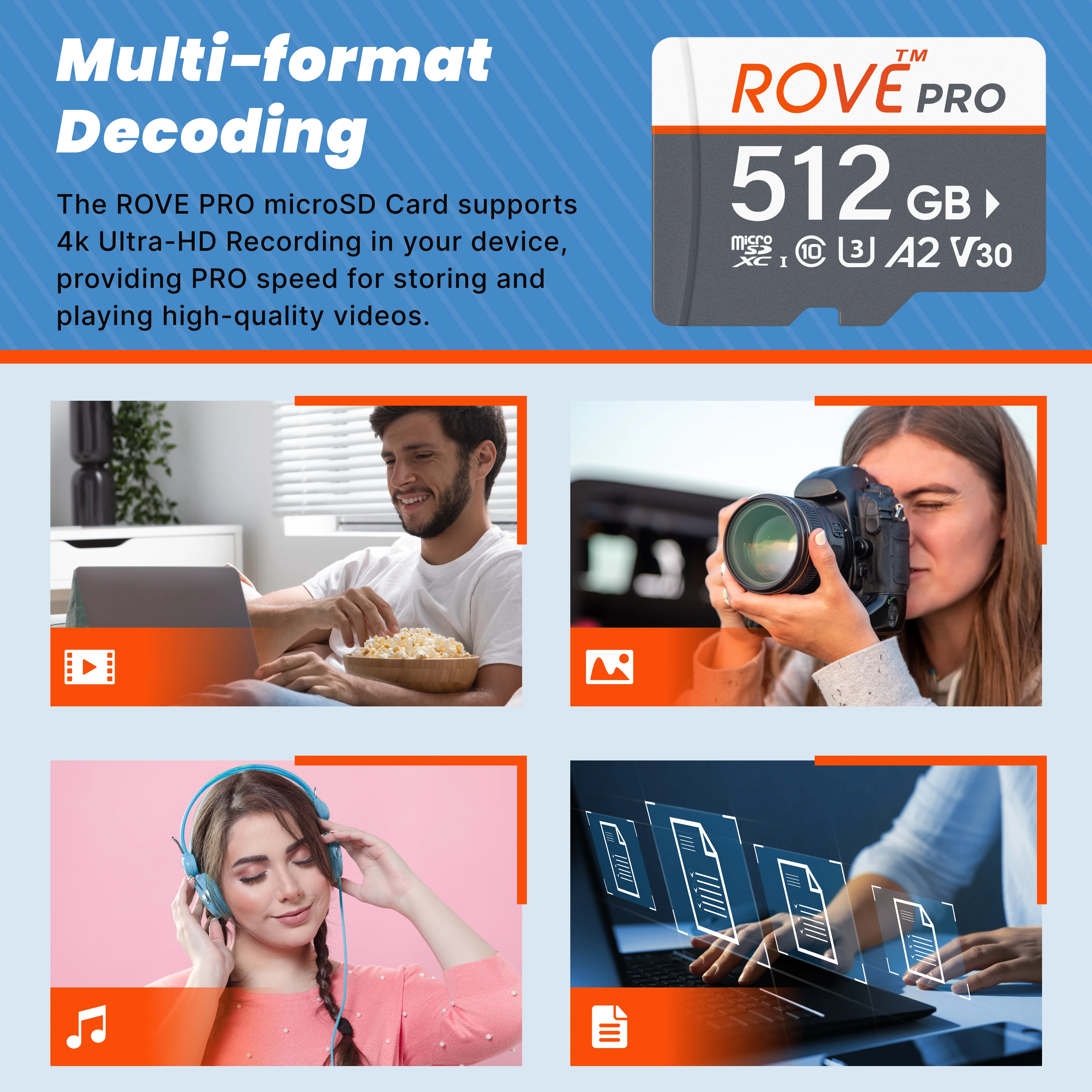 ROVE PRO 128GB/256GB/512GB/1TB Micro SDXC Memory Card with Full-Size SD Adapter, C10, U3, A2, Up to 100 MB/s Read Speed, 90 MB/s Write Speed - Image 6