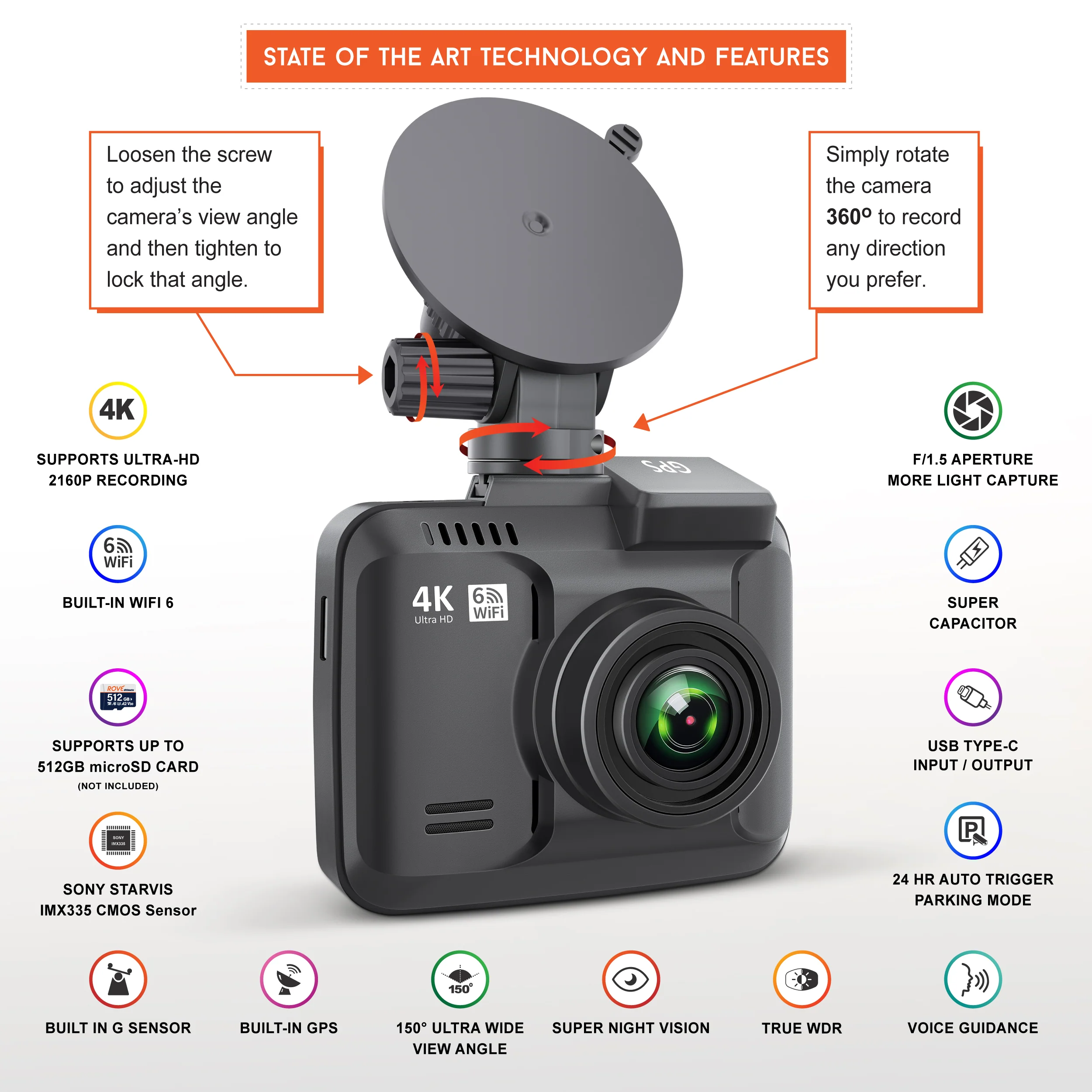 ROVE R2-4K Dash Cam - Returned Item within their 1st 30-days [Open Box] - Image 7