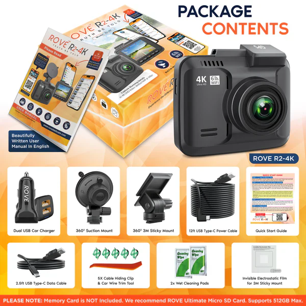 ROVE R2-4K Dash Cam Bundle | FREE ROVE PRO 128 GB microSD Card - Image 6