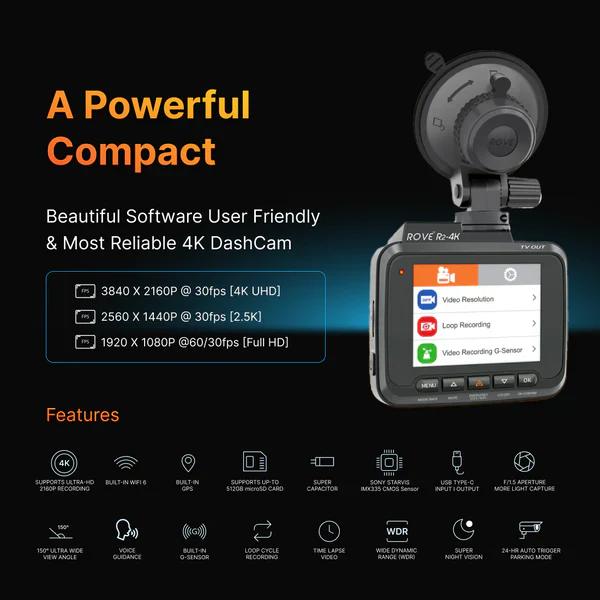ROVE R2-4K Dash Cam Bundle | FREE ROVE PRO 128 GB microSD Card - Image 9