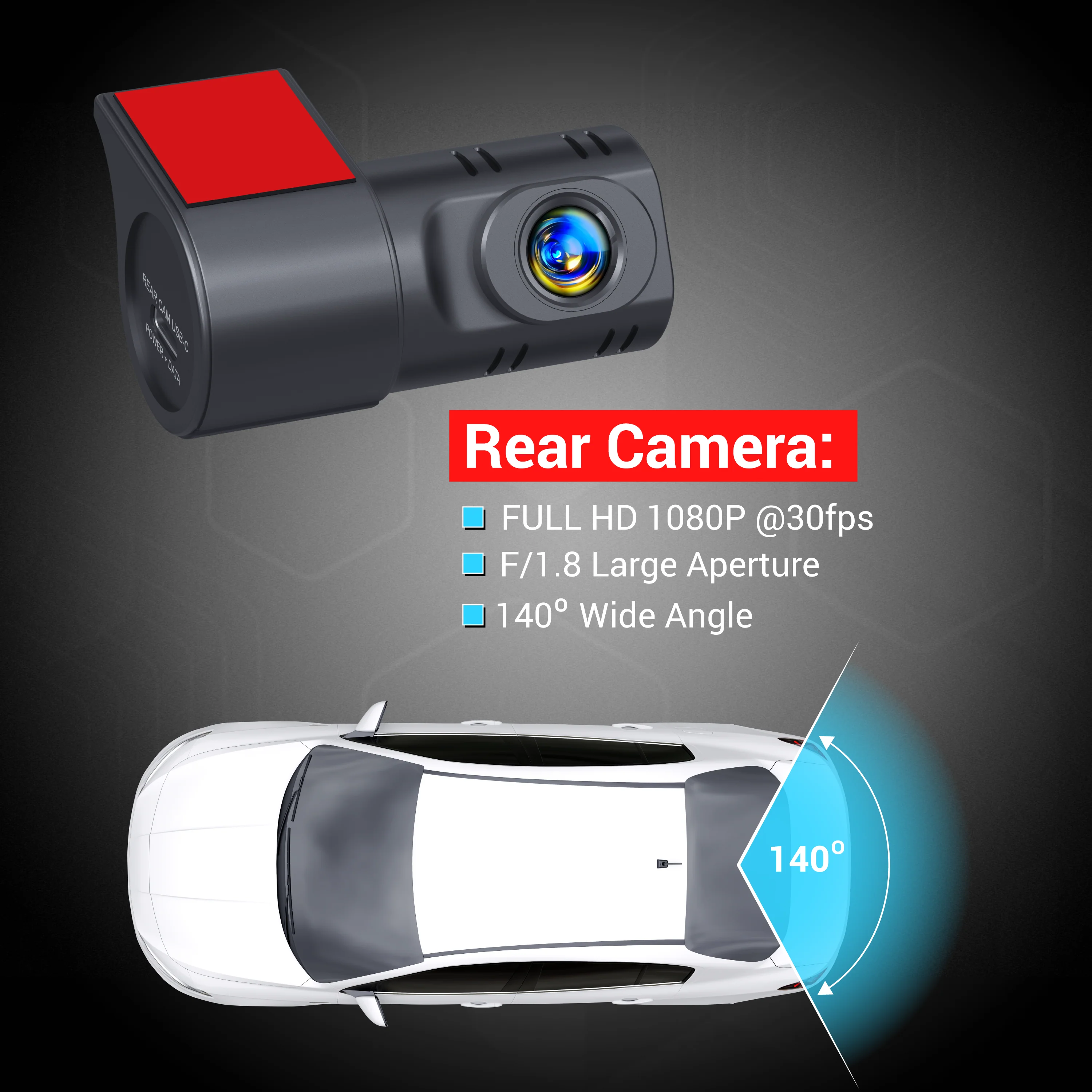 ROVE R2-4K DUAL Rear Camera - Full HD 1080P Recording, F1.8 Aperture and 140-Degree A+ Wide Angle - Image 4