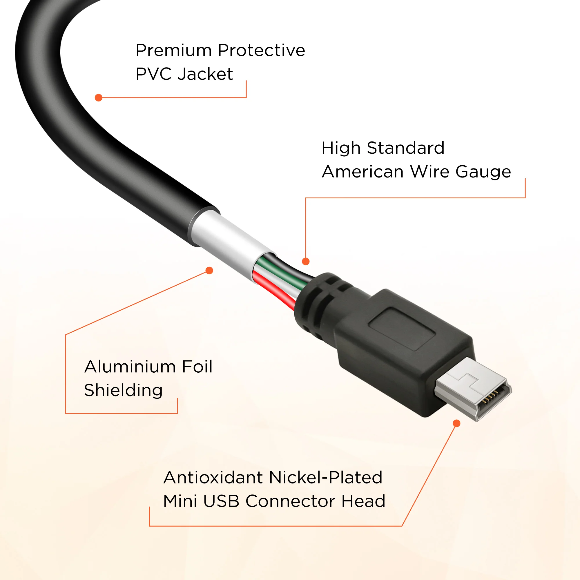 ROVE Ultimate 2.5ft Mini-USB Data Cable for R2-4K Dash Cam | Check Compatibility Image Before Purchasing - Image 6