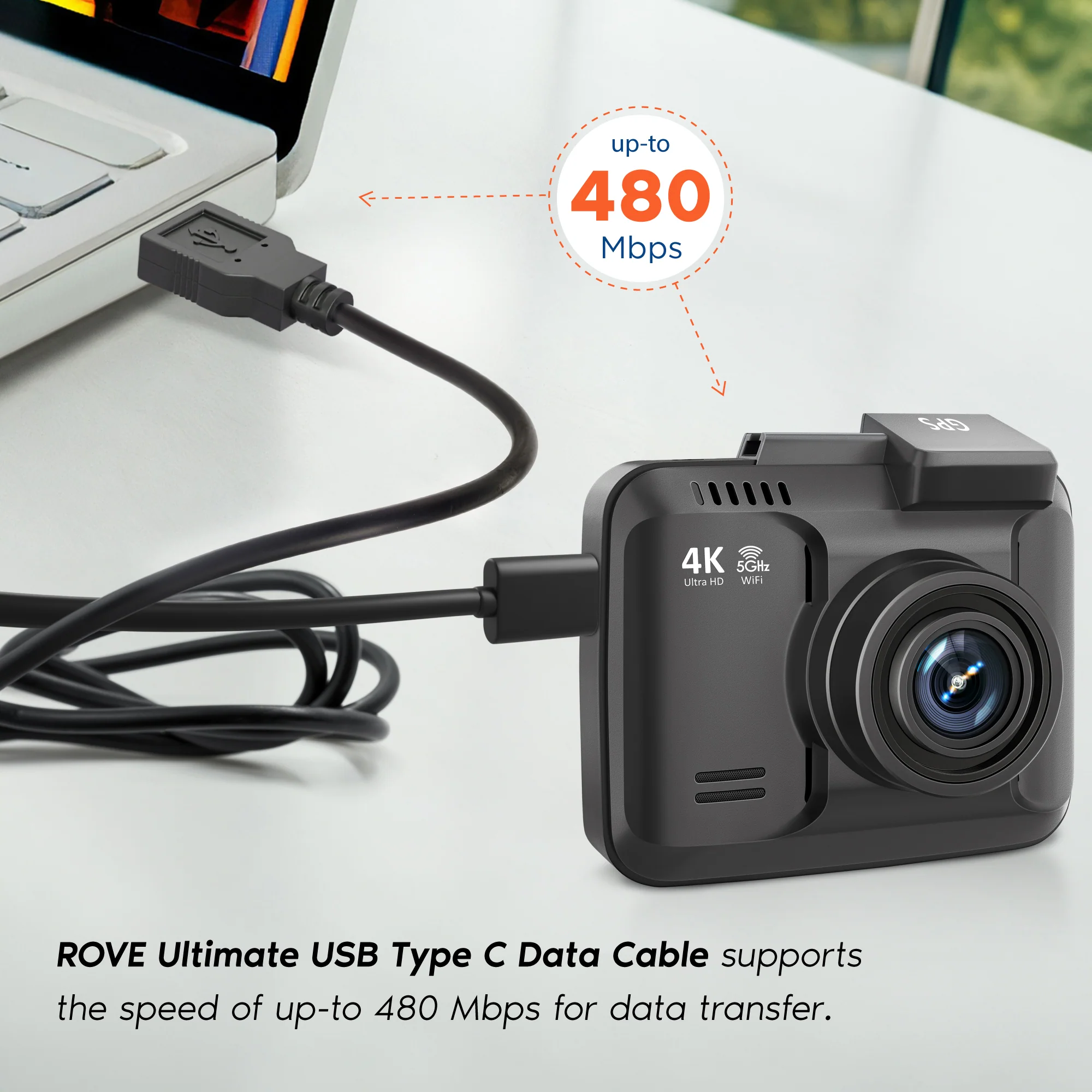 ROVE Ultimate 1M/3FT USB-C Data Cable for Connecting R2-4K (with USB-C Port), R2-4K PRO, R3, R2-4K DUAL and R2-4K DUAL PRO Dash Cam Models to Your PC/MAC | Check Compatibility Image Before Purchasing - Image 3