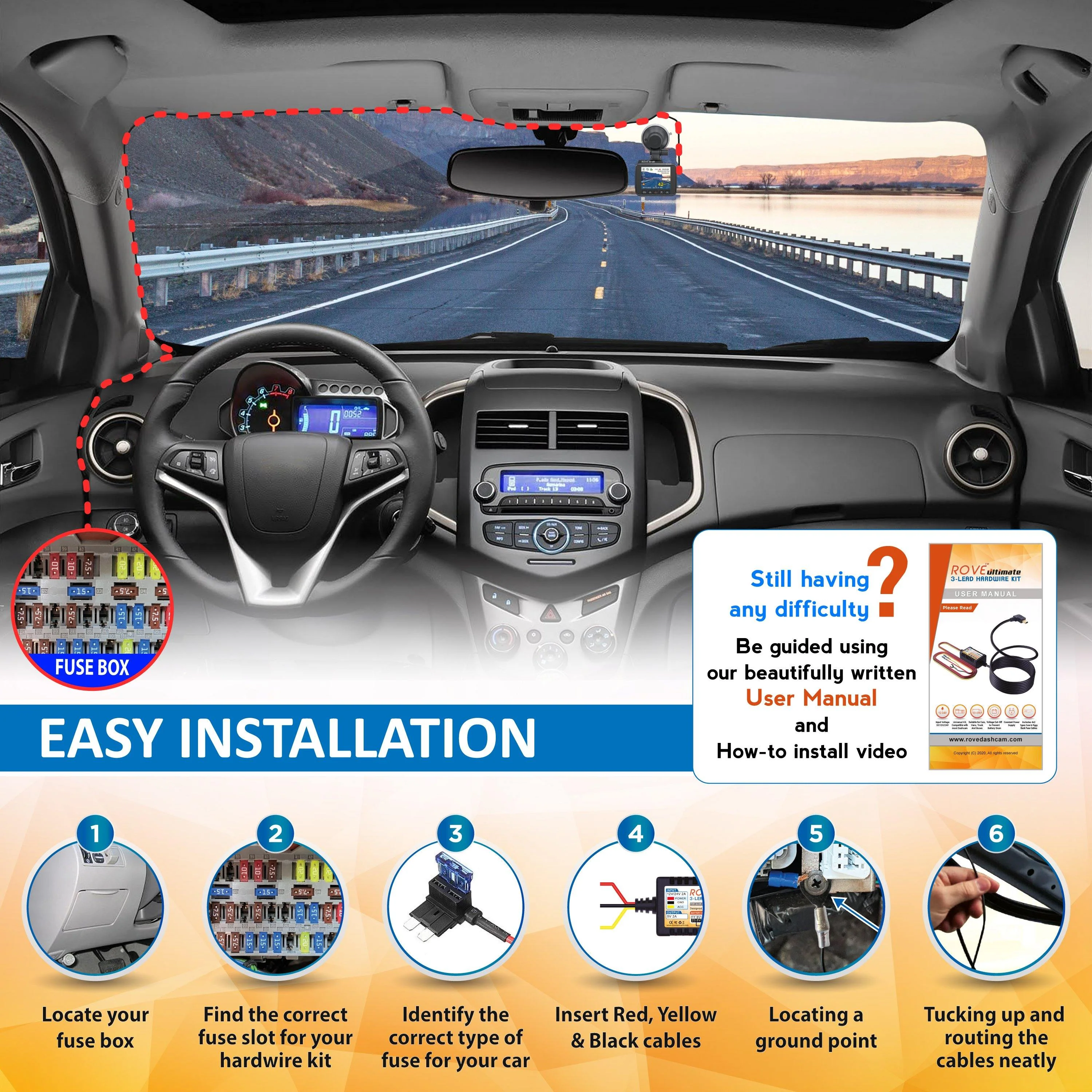 ROVE Ultimate 3-Lead Mini-USB Hardwire Kit for ROVE R2-4K Dash Cam with Mini USB Port | Check Compatibility Image Before Purchasing - Image 5