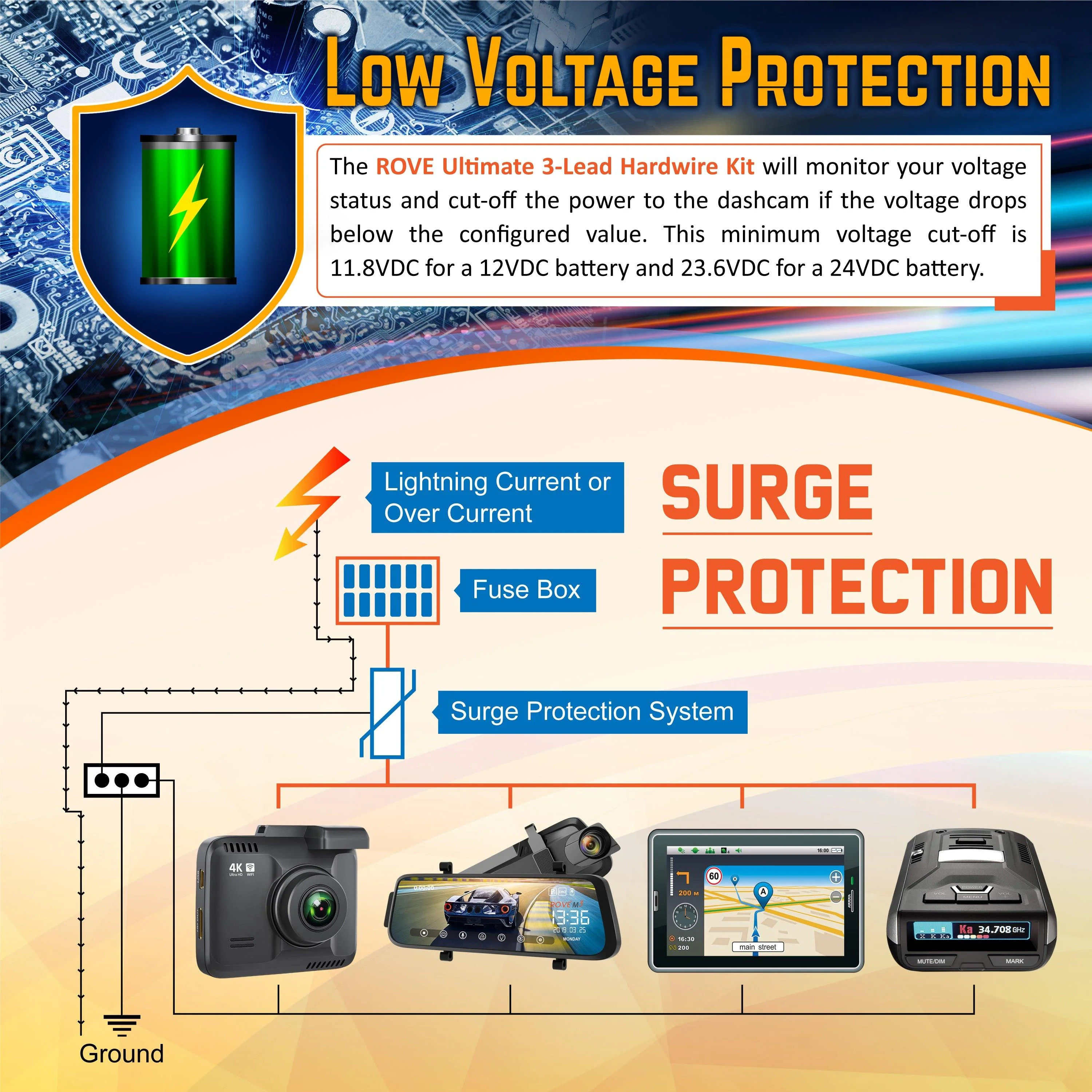 ROVE Ultimate 3-Lead Mini-USB Hardwire Kit for ROVE R2-4K Dash Cam with Mini USB Port | Check Compatibility Image Before Purchasing - Image 6