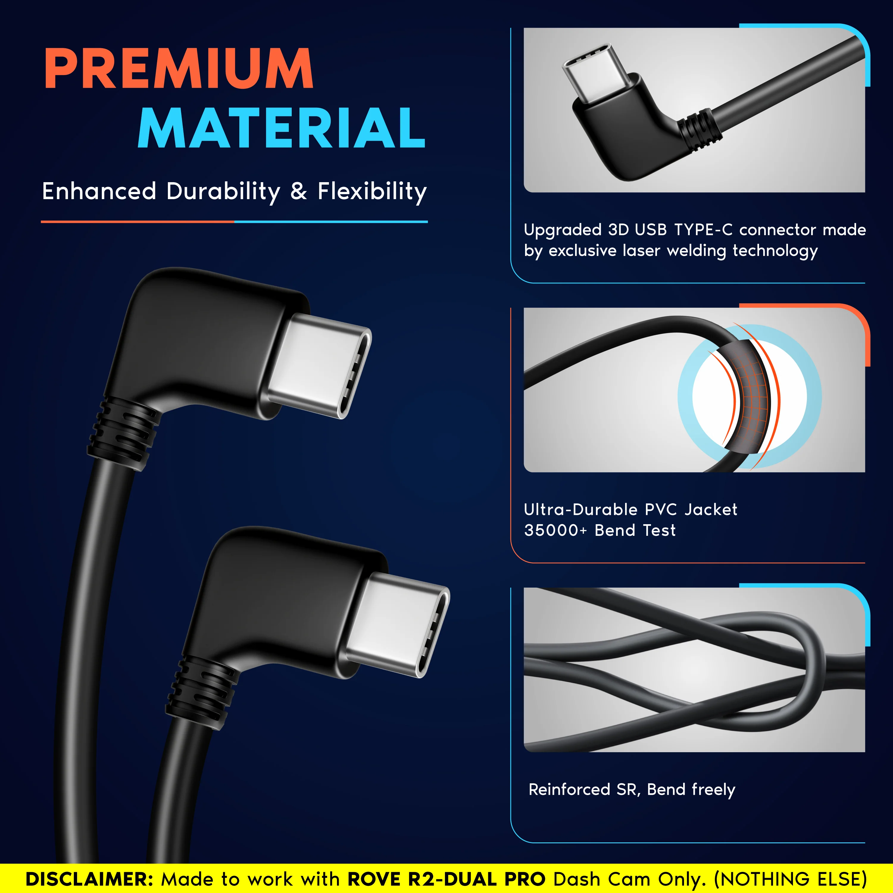 ROVE Ultimate 9M Extra Long Rear Cam Cable for R2-4K DUAL PRO Dash Cam Model Only - Image 4