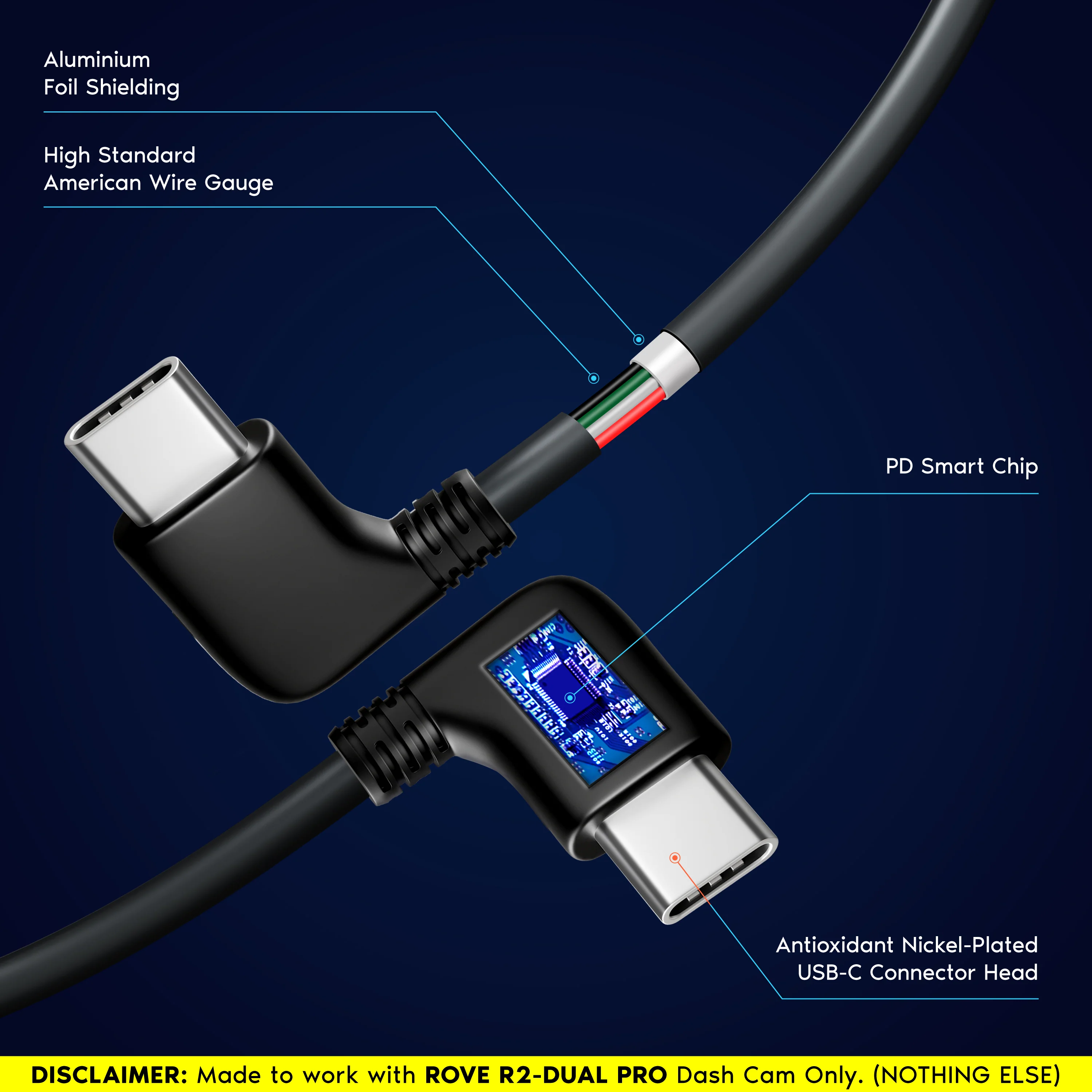 ROVE Ultimate 9M Extra Long Rear Cam Cable for R2-4K DUAL PRO Dash Cam Model Only - Image 5