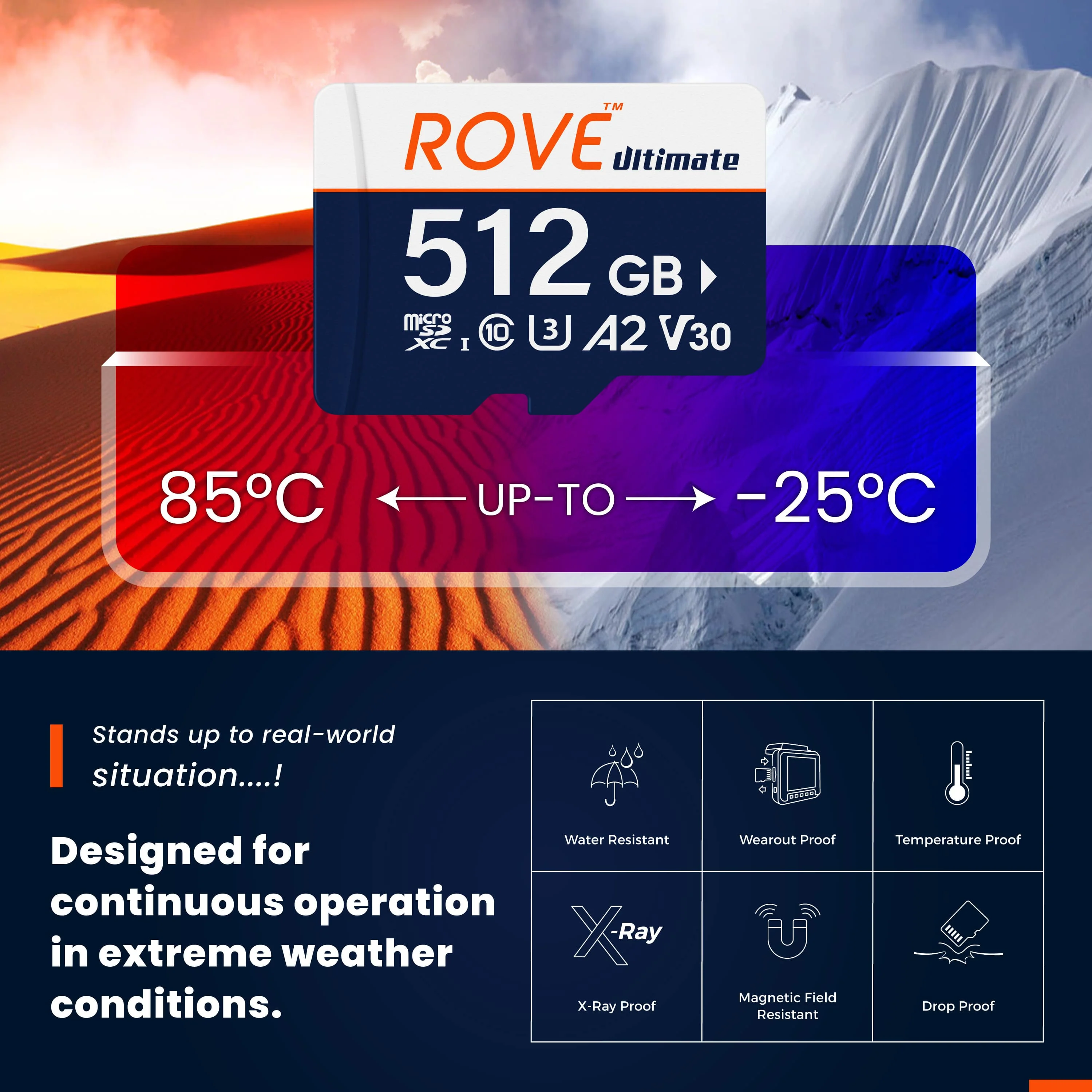 Rove Ultimate 128GB/256GB/512GB Micro SDXC Card with USB 3.2 Gen-1 Type-C card reader, Micro SD memory card for dash cam, Up to 170MB/s Read, 100MB/s Write, U3, Class10 - Image 3